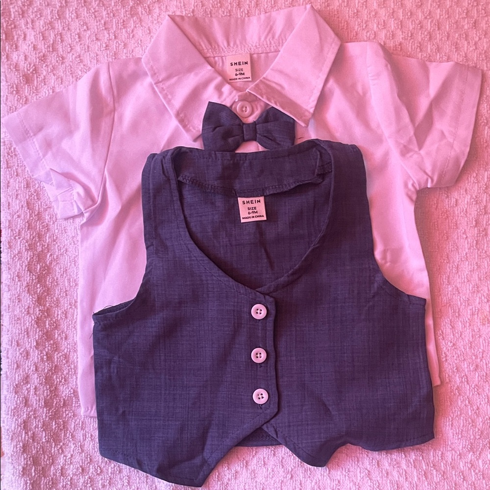 SHEIN Navy Vest and White Shirt Set